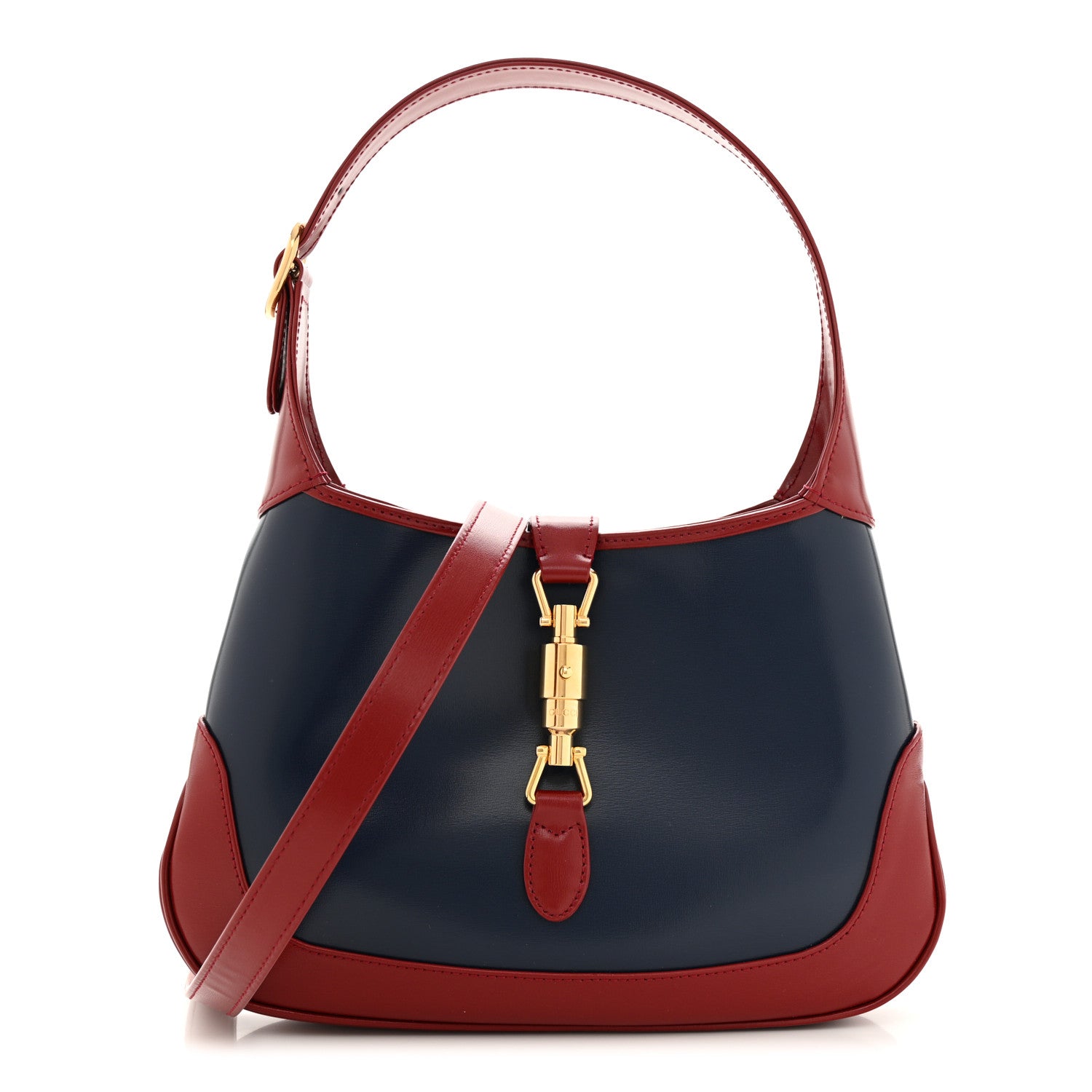 Gucci Boarded Dyana Lux Calfskin Bi-Color Small Jackie 1961 Hobo Blue Agata New Cherry Red 1 of 11