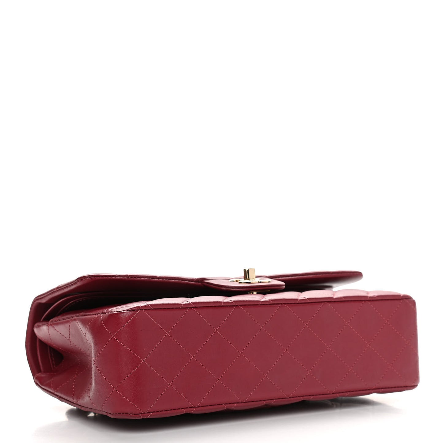 Lambskin Quilted Medium Double Flap Burgundy