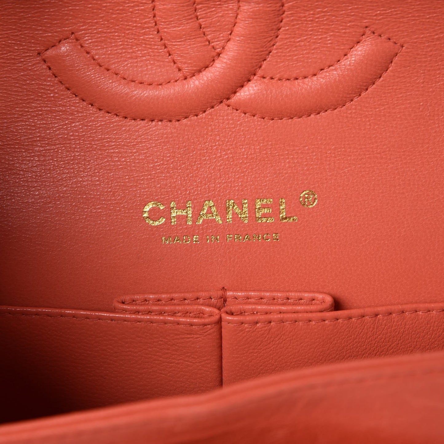 Lambskin Quilted Medium Double Flap Coral