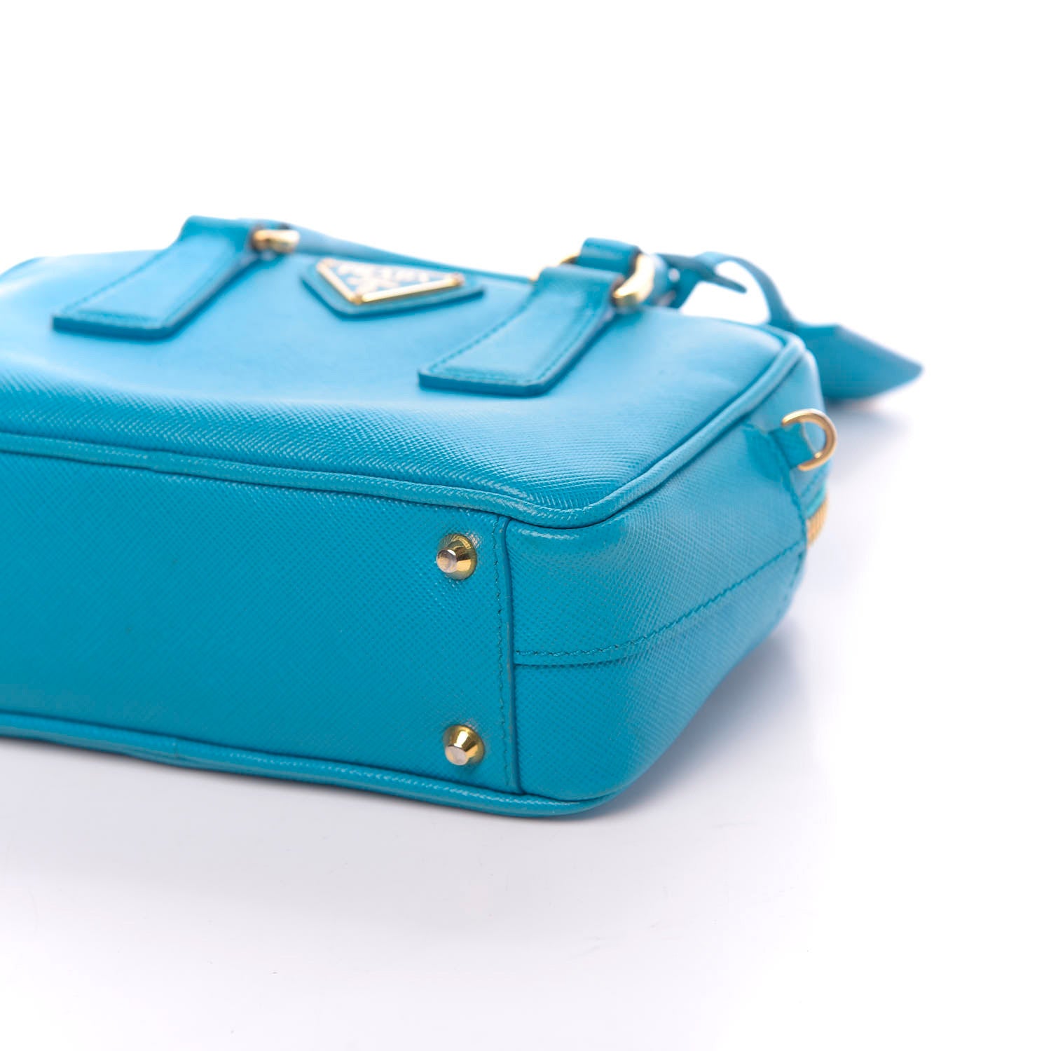 Prada Saffiano Lux Mini Top Handle Crossbody Celeste 10 of 11