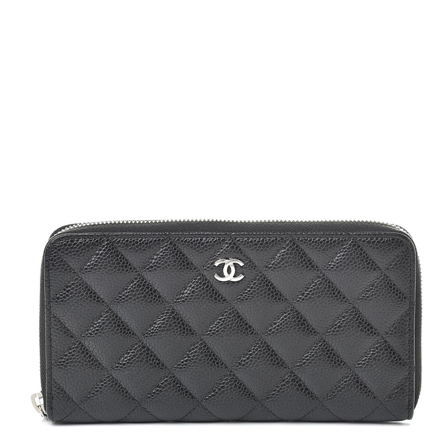 Caviar Quilted Large Gusset Zip Around Wallet Black