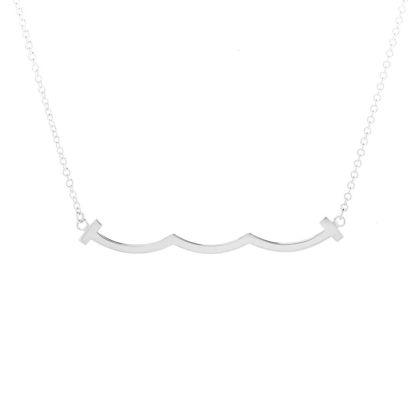 Sterling Silver Small T Wave Pendant Necklace