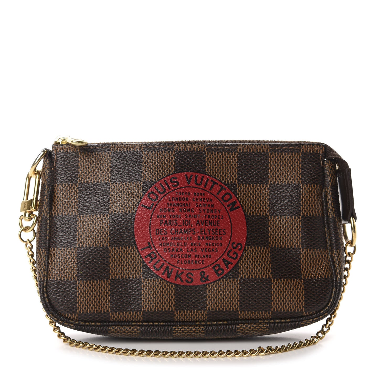 Damier Ebene Complice Trunks and Bags Mini Pochette Accessories Red