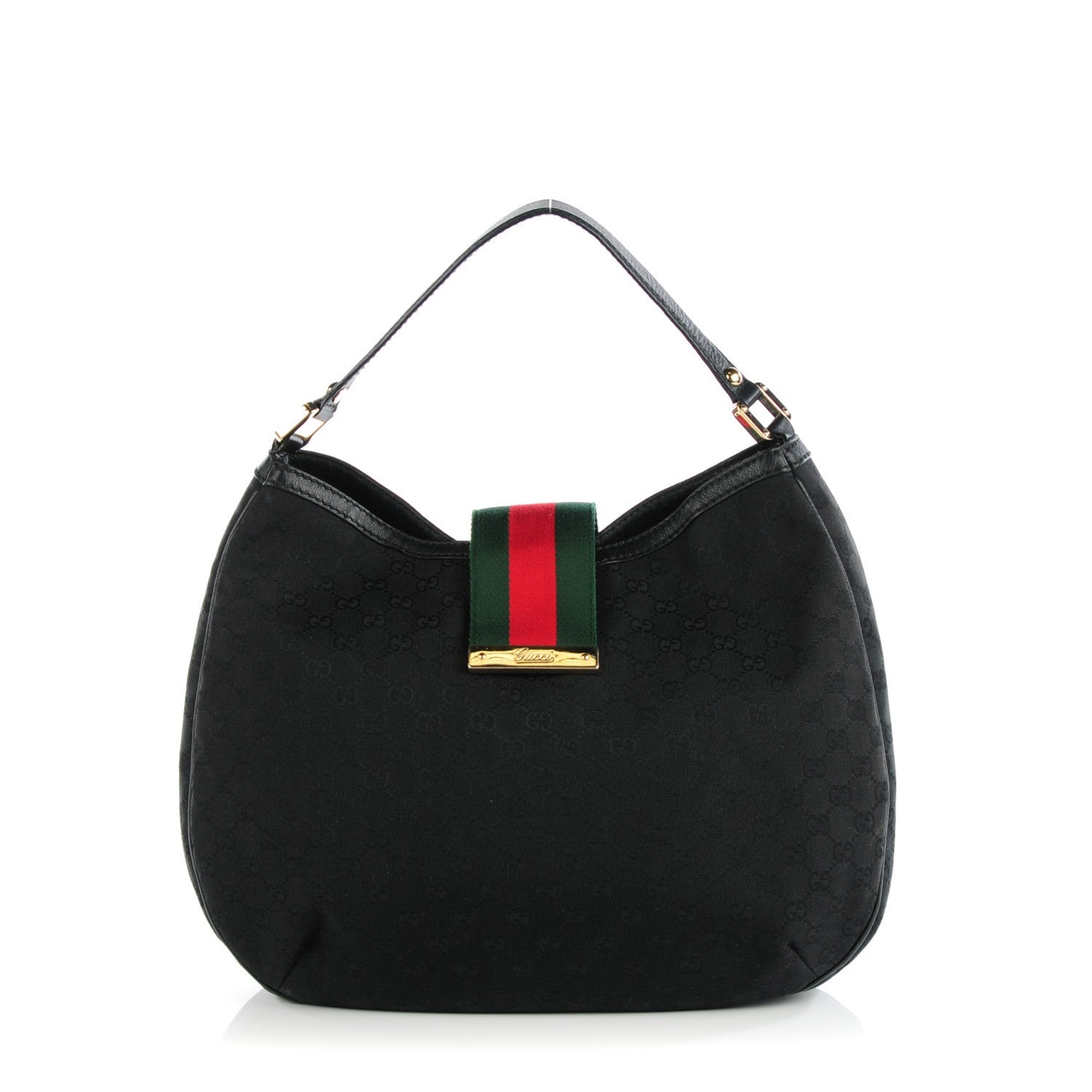 Gucci Monogram Large New Ladies Web Hobo Black 1 of 7