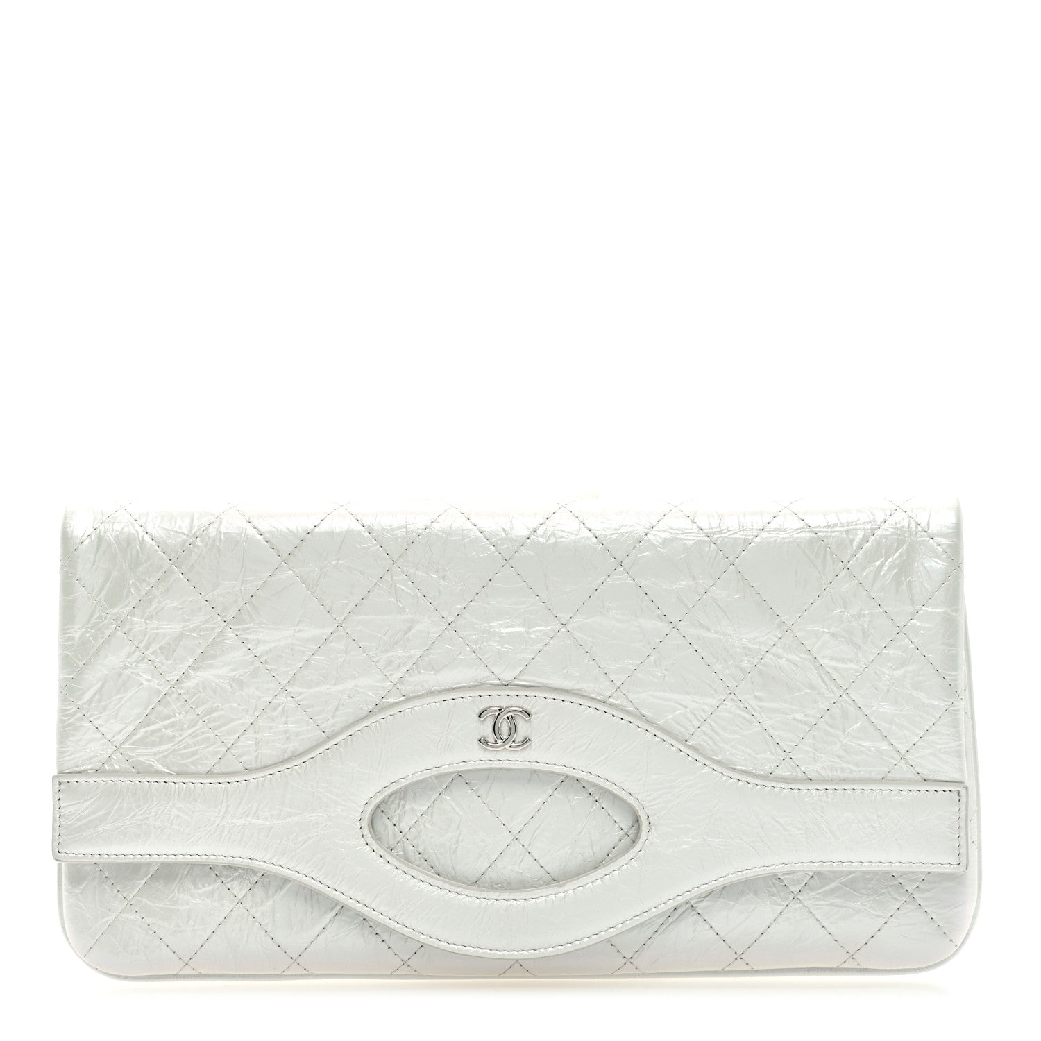 Chanel Iridescent Aged Calfskin Quilted Large 31 Pouch White 1 of 7