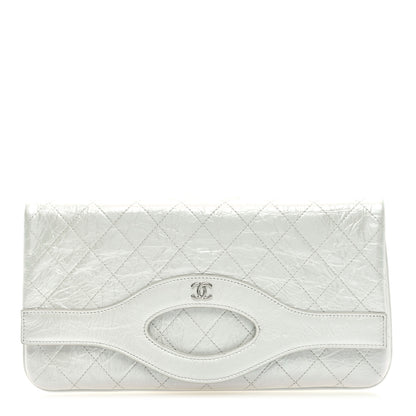 Chanel Iridescent Aged Calfskin Quilted Large 31 Pouch White 1 of 7