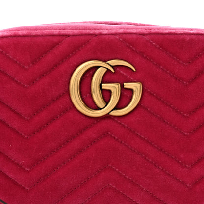 Gucci Velvet Matelasse Small GG Marmont Chain Shoulder Bag Light Raspberry Rose 8 of 10