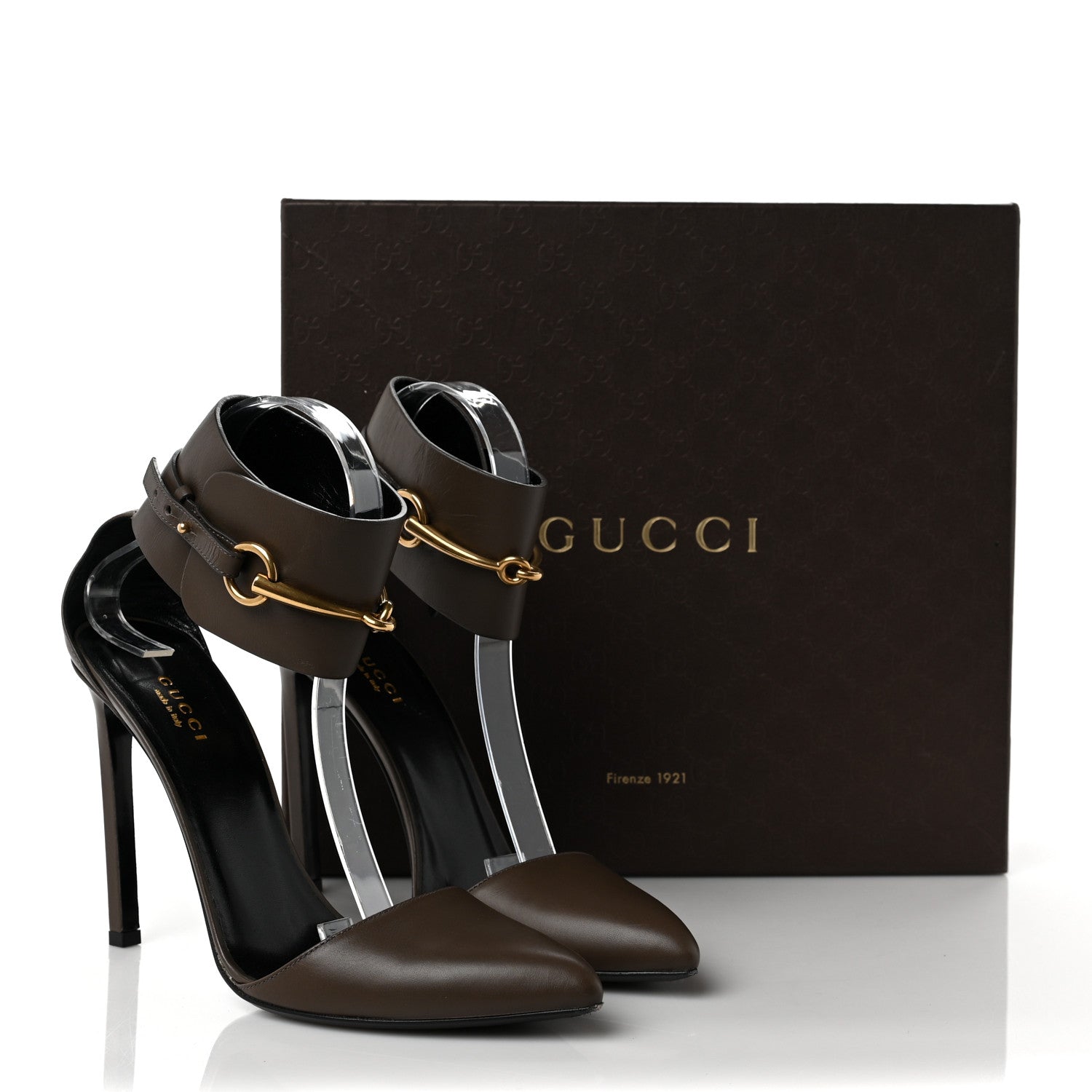 Gucci Calfskin Ursula Ankle Wrap Pumps 38.5 Grey Field 10 of 10