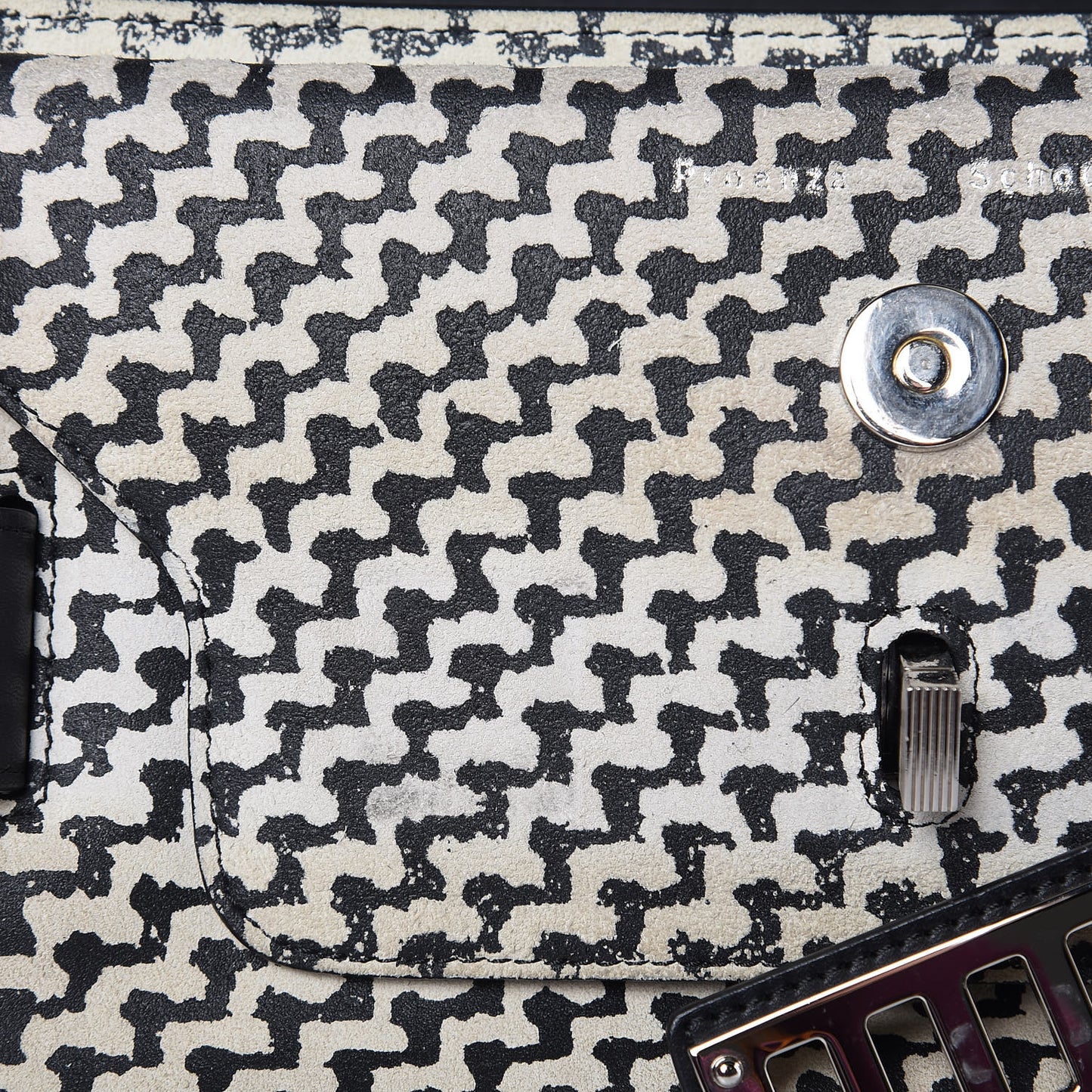 Suede Tweed Print Mini PS11 Classic Shoulder Bag Off White