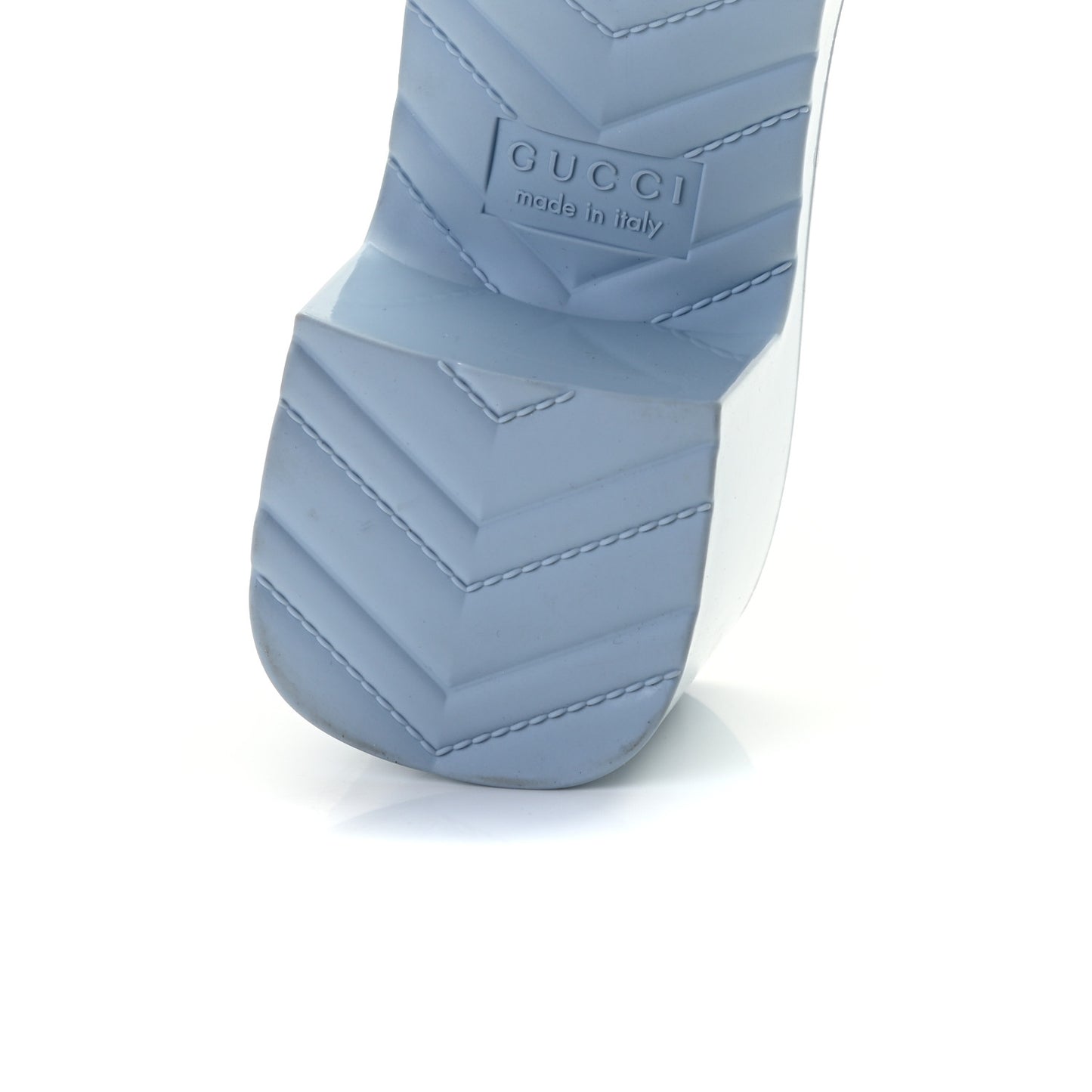 Rubber Gucci Logo Womens Platform 20/60mm Slide Sandals 38 Porcelain Light Blue