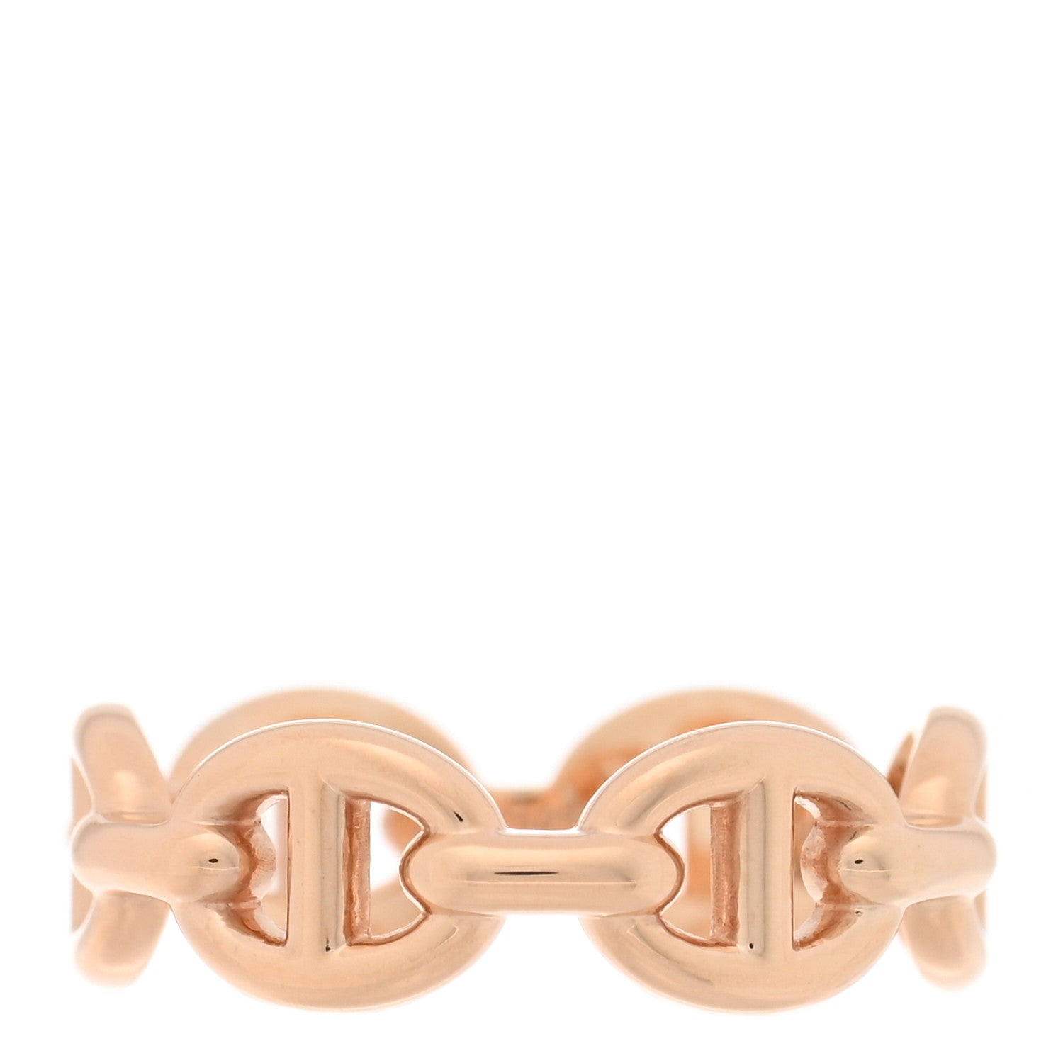 Hermes 18K Rose Gold PM Chaine d'Ancre Enchainee Ring 48 4.5 1 of 5