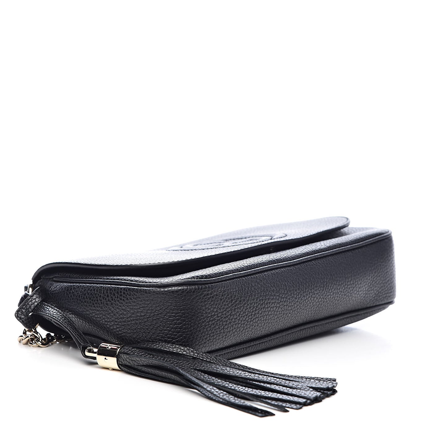 Pebbled Calfskin Medium Soho Flap Crossbody Black