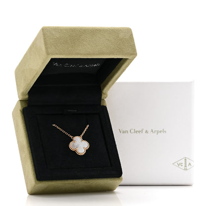 Van Cleef & Arpels 18K Yellow Gold Mother of Pearl Vintage Alhambra Pendant Necklace 7 of 7