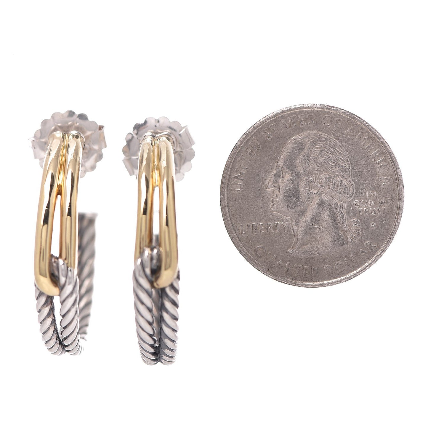 Sterling Silver 18K Yellow Gold 30mm Labyrinth Hoop Earrings