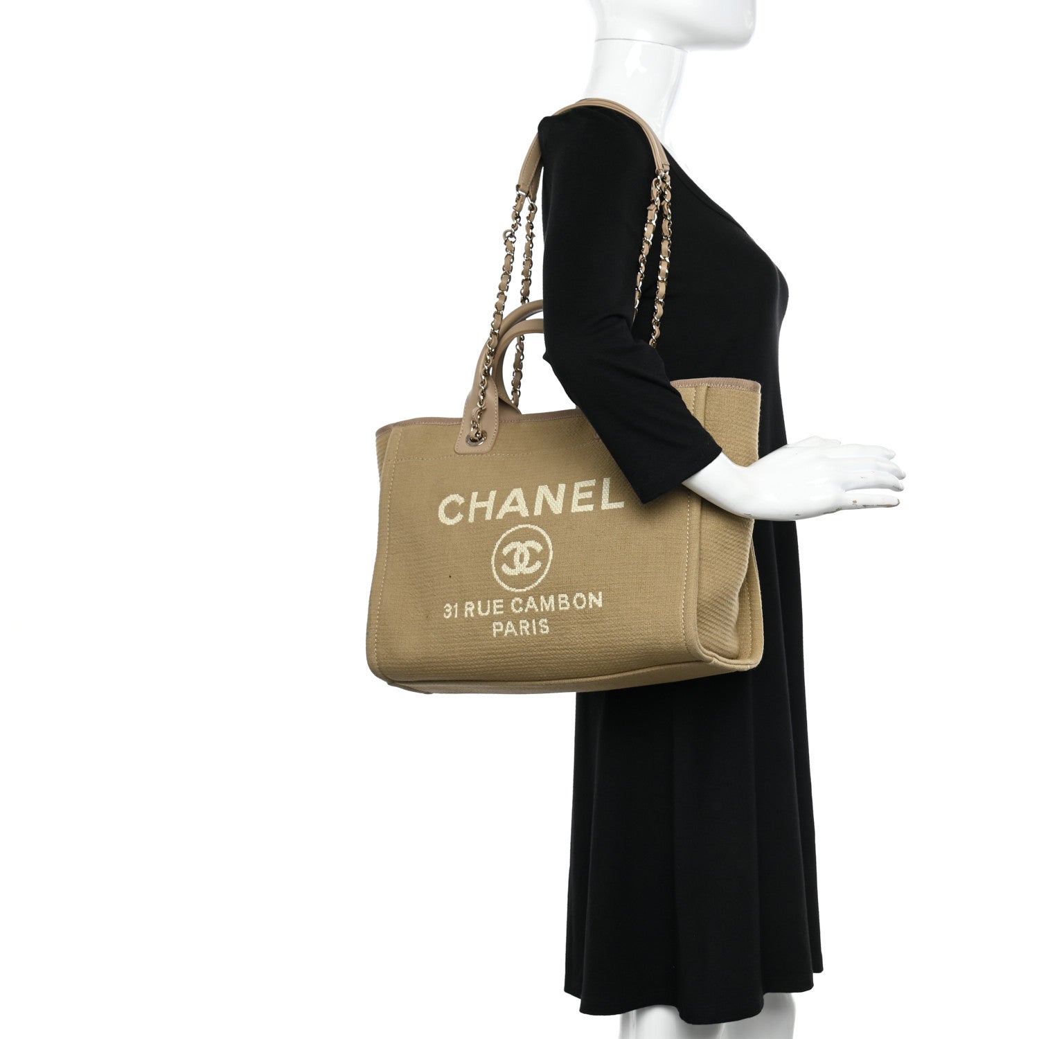 Chanel Mixed Fibers Small Deauville Tote Beige 2 of 14