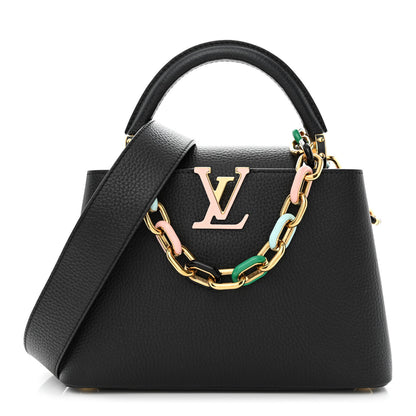 Louis Vuitton Taurillon Enamel Chain Capucines BB Black Multicolor 1 of 9
