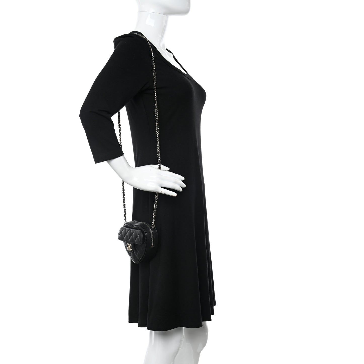Lambskin Quilted CC In Love Heart Clutch With Chain Black