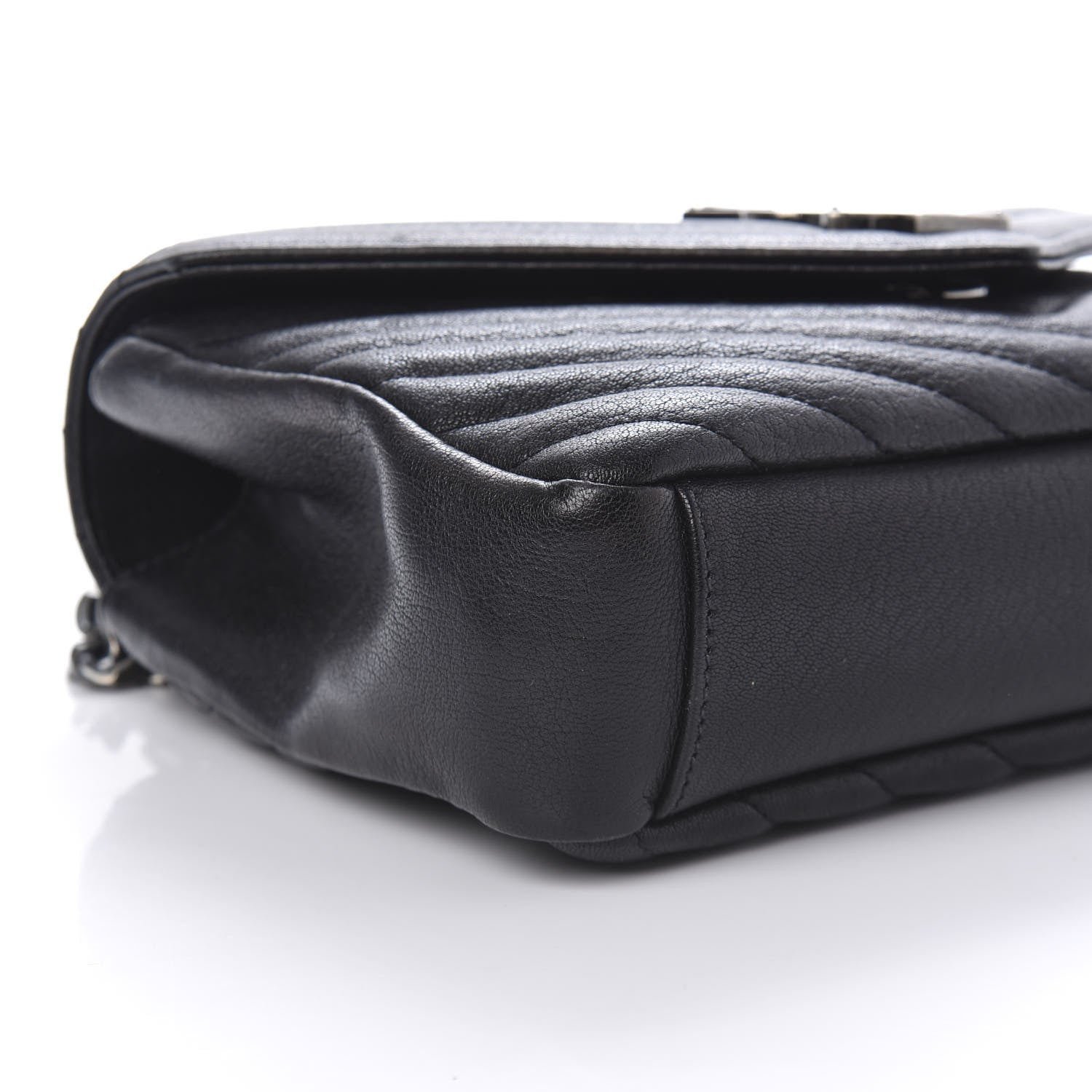 Saint Laurent Sheepskin Matelasse Chevron Monogram Medium College Bag Black 6 of 11
