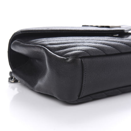 Saint Laurent Sheepskin Matelasse Chevron Monogram Medium College Bag Black 6 of 11
