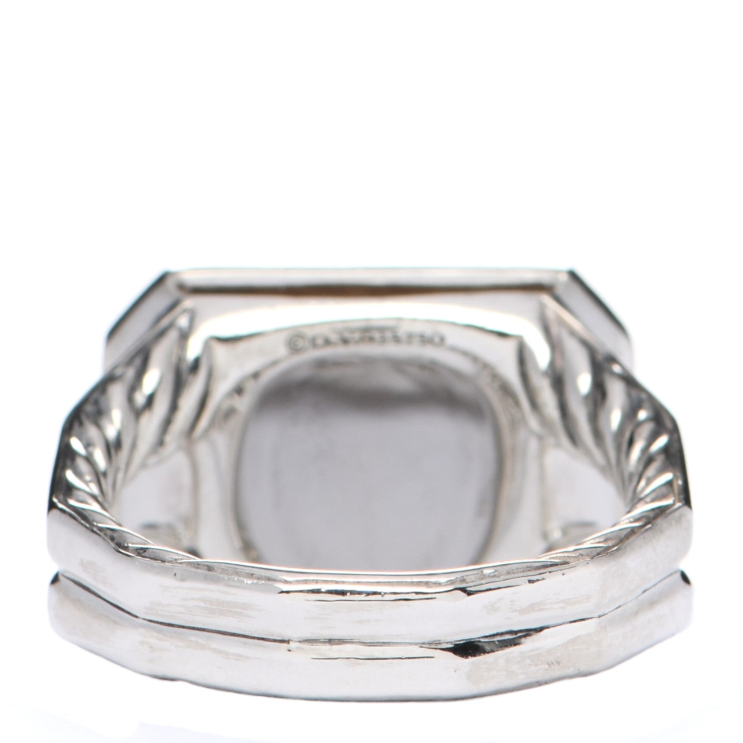 David Yurman Sterling Silver Rose Gold Diamond Morganite Novella Statement Ring 52 6 3 of 4