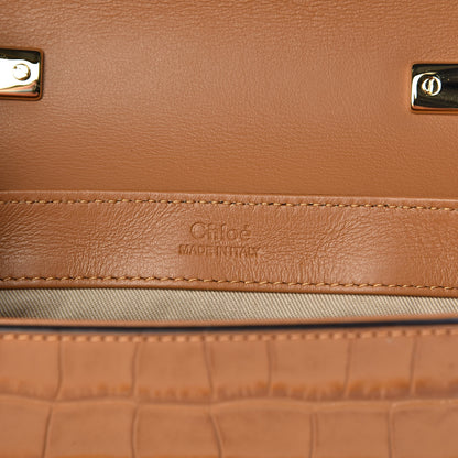 Chloe Calfskin Crocodile Embossed Mini C Bag Autumnal Brown 6 of 10