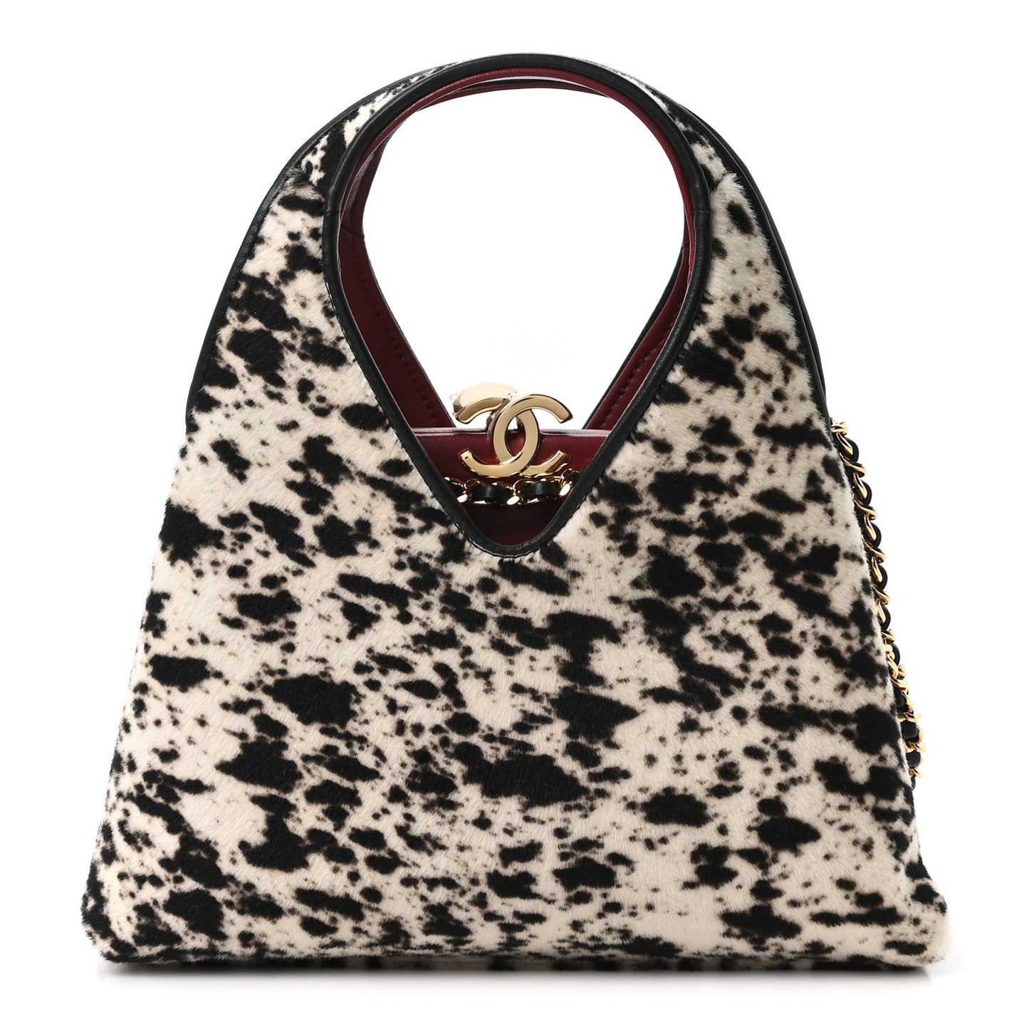 Pony Hair Printed Chic Lady Small Shopping Tote White Black