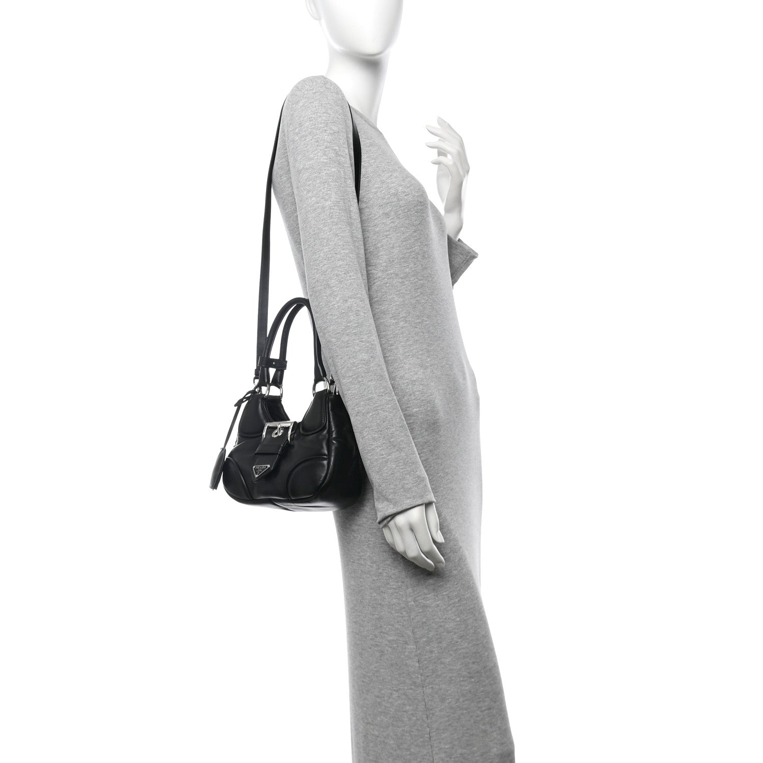 Prada Nappa Soft Padded Re-Edition 2002 Moon Bag Black 2 of 9