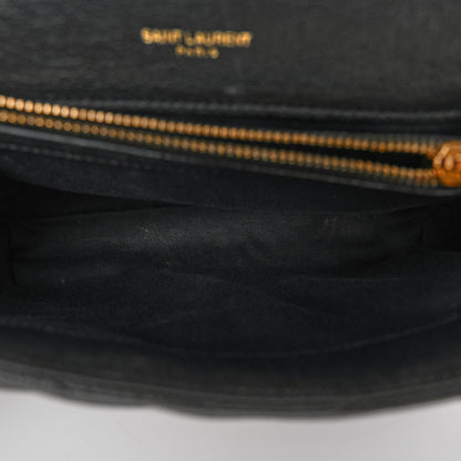 Saint Laurent Sheepskin Matelasse Chevron Monogram Medium College Bag Black 5 of 10