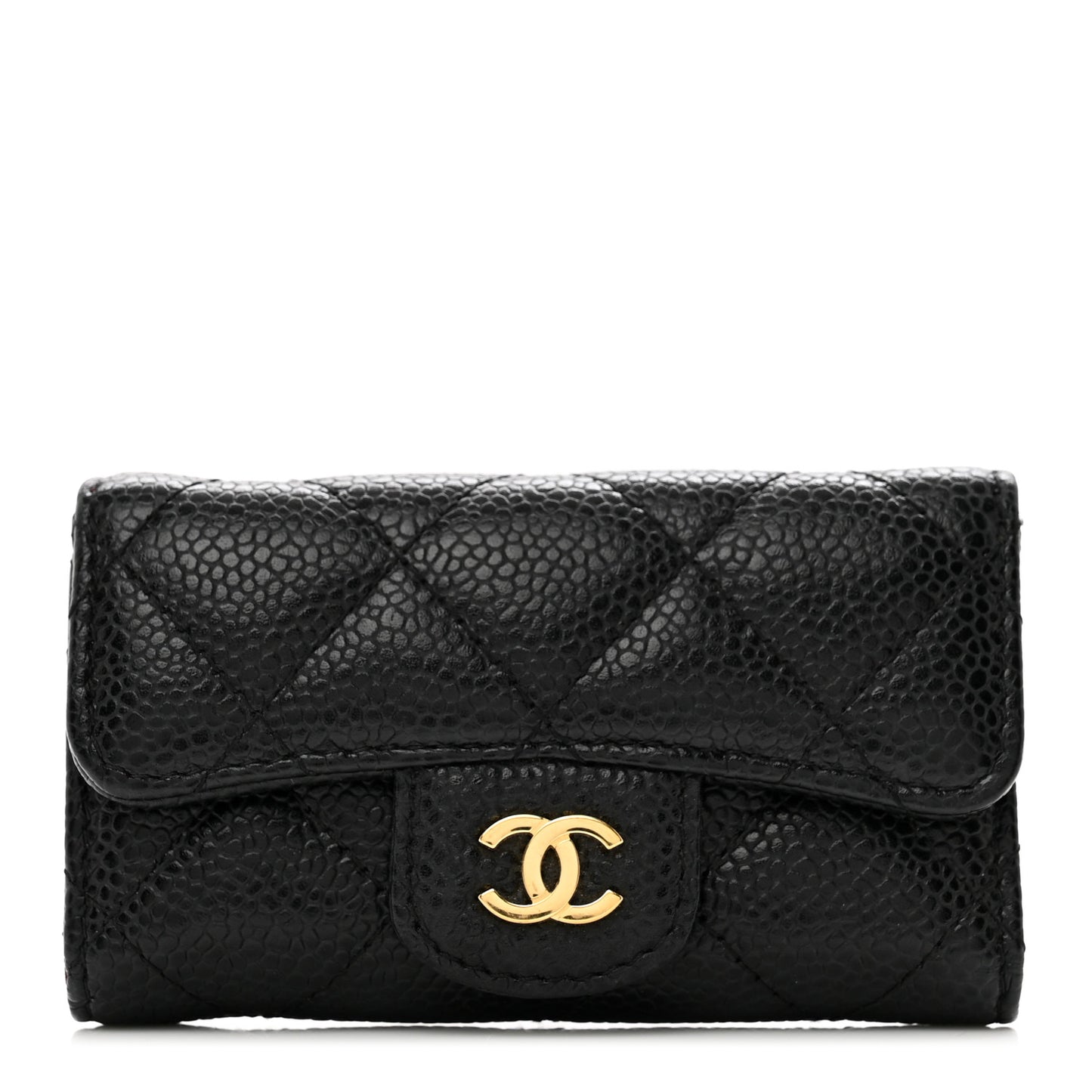Caviar Quilted 6 Key Holder Black
