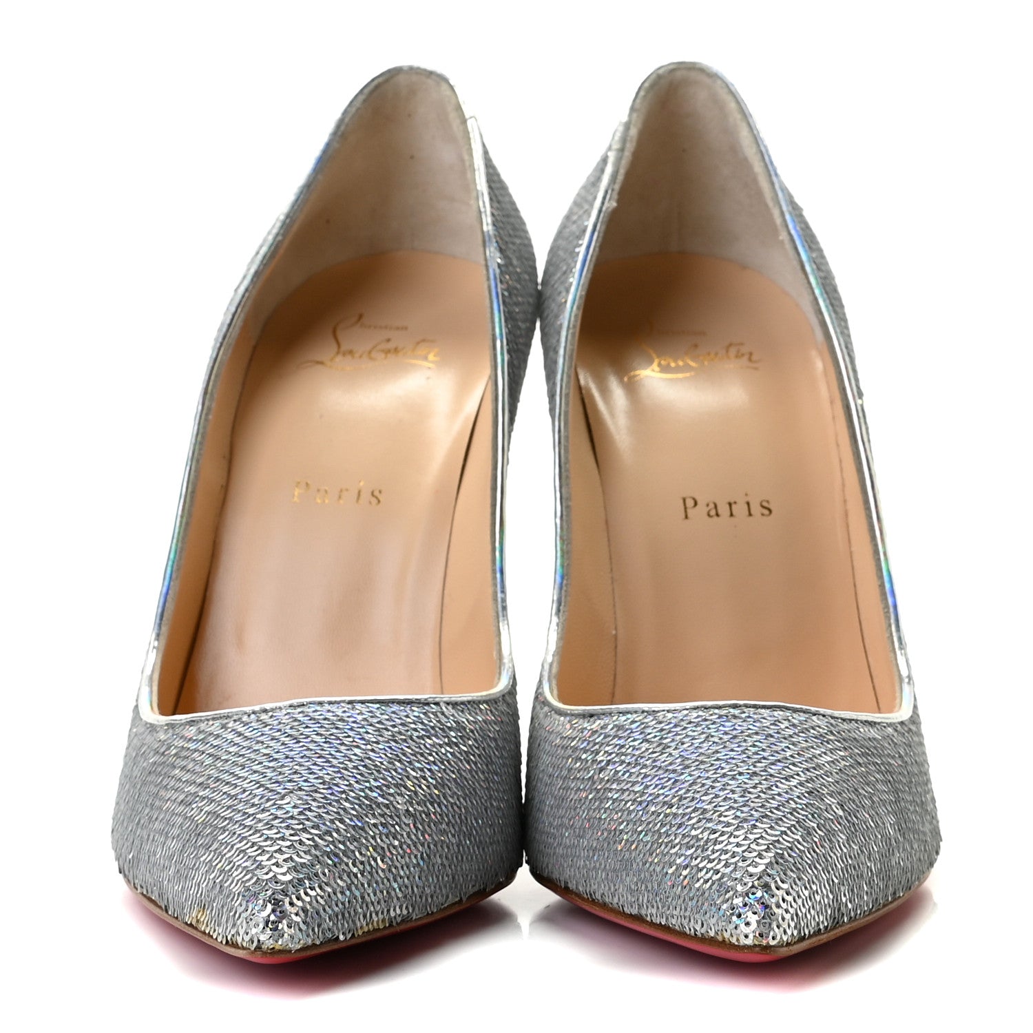 Christian Louboutin Paillettes Hotfix Specchio Pigalle Follies 100 Pumps 40 Silver 5 of 8