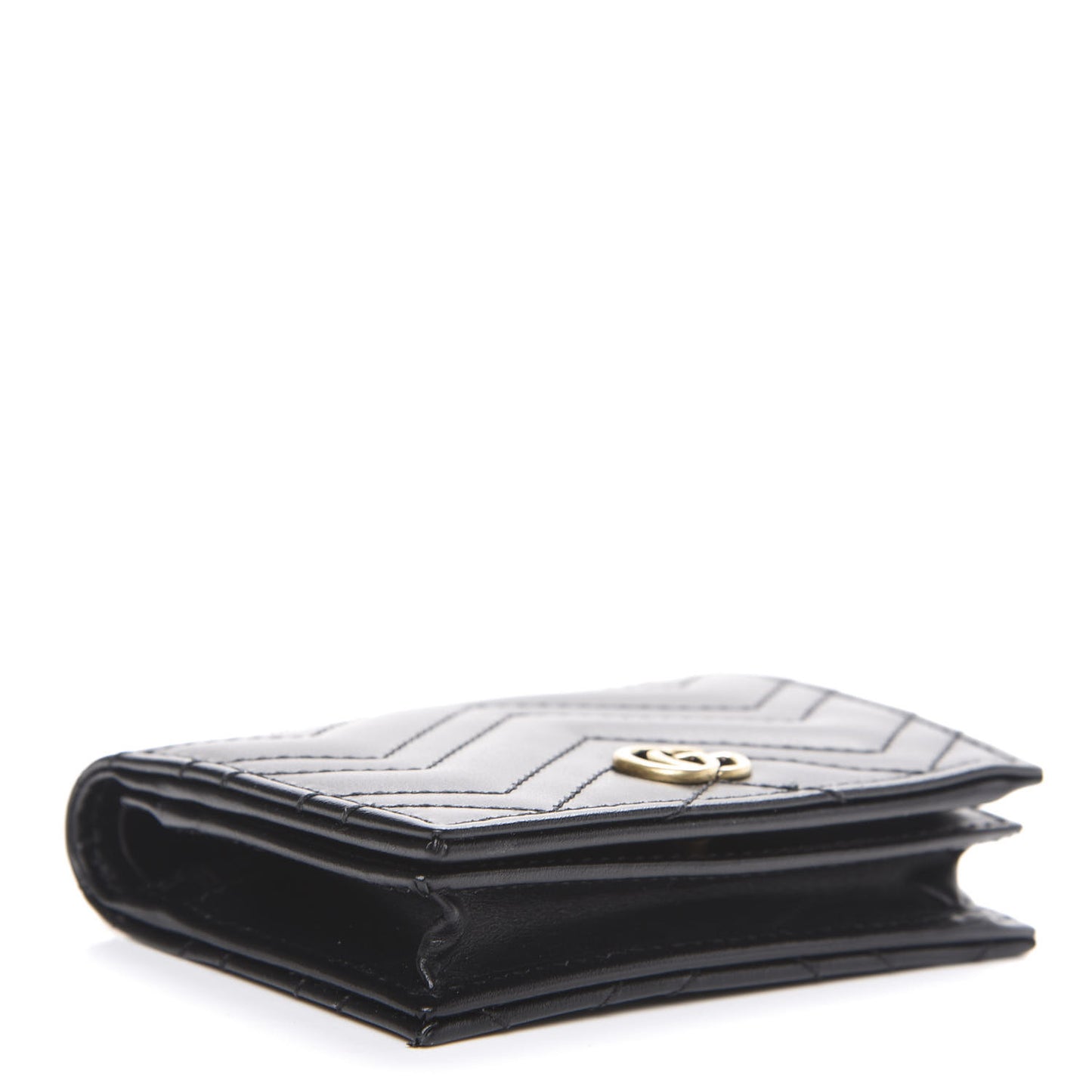 Calfskin Matelasse GG Marmont Card Case Wallet Black