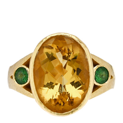 Elizabeth Locke 19K Yellow Gold Heliodor Tsavorite Ring 59 8.75 1 of 6