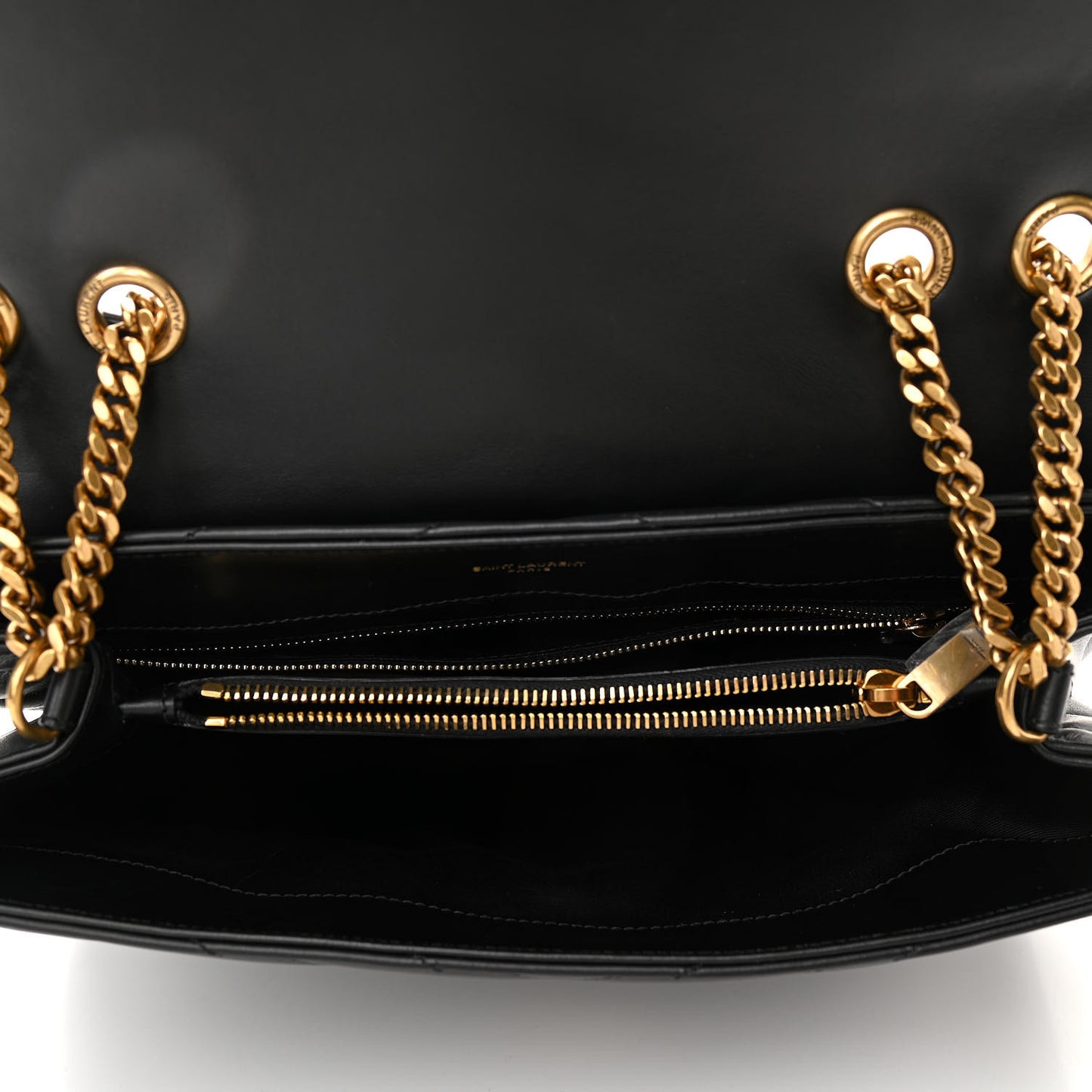 Calfskin Y Quilted Monogram Medium Loulou Chain Satchel Black