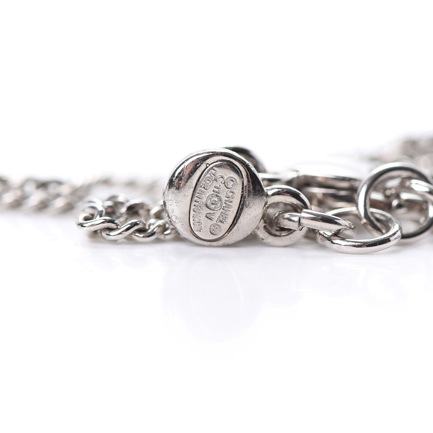 Crystal CC Drop Pendant Necklace Silver