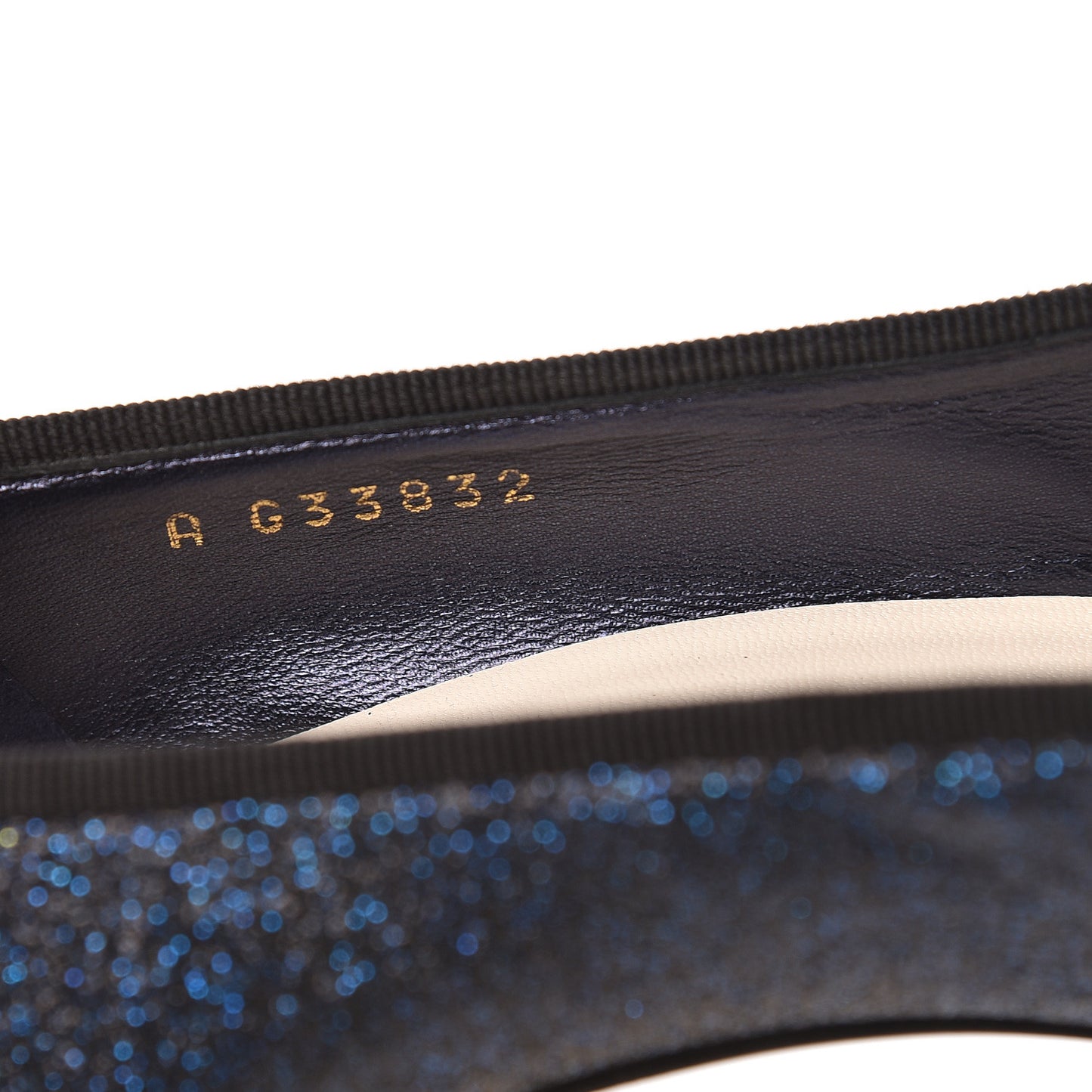 Glitter Grosgrain Cap Toe Logo Pumps 36.5 Blue