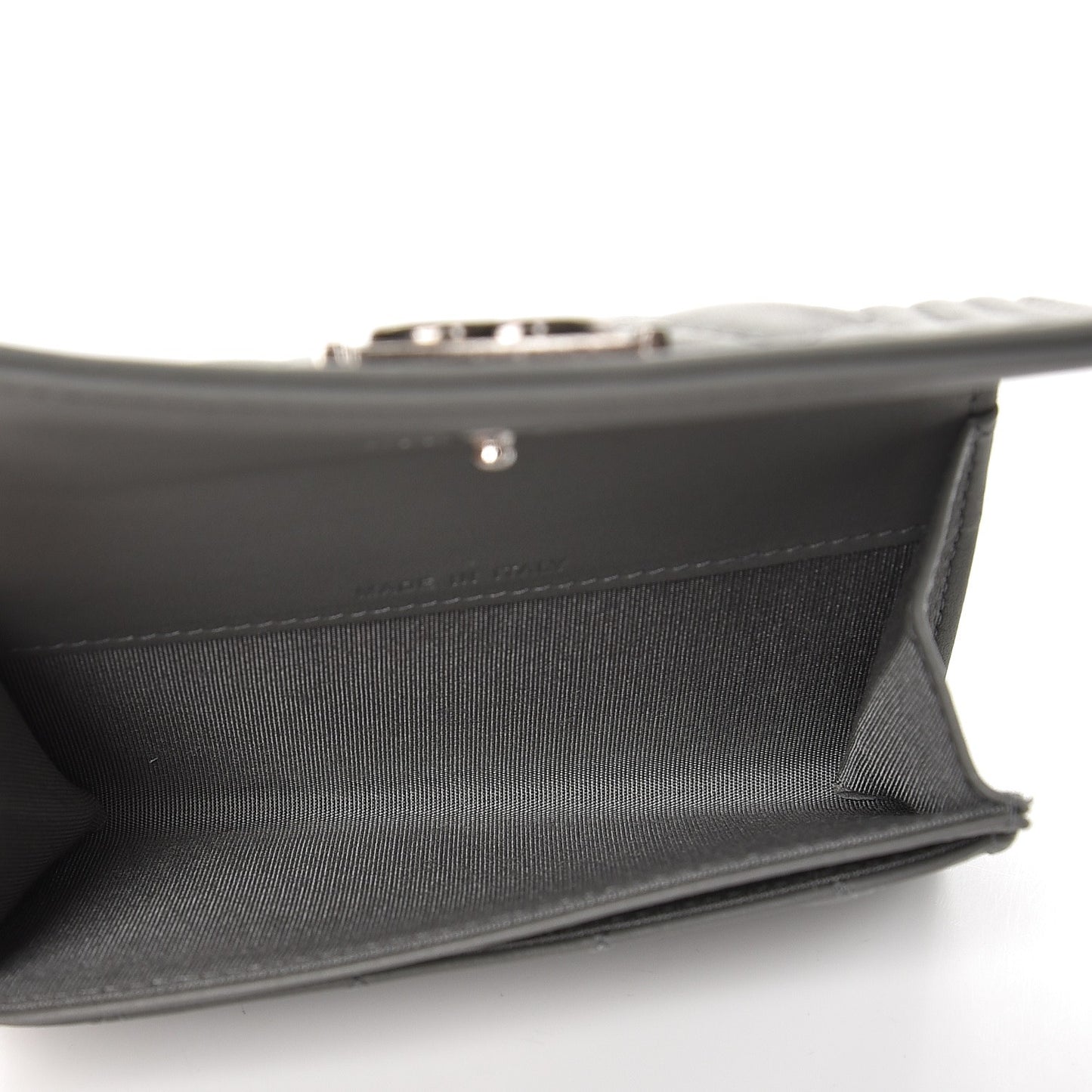 Lambskin Quilted Boy Card Holder Wallet Grey