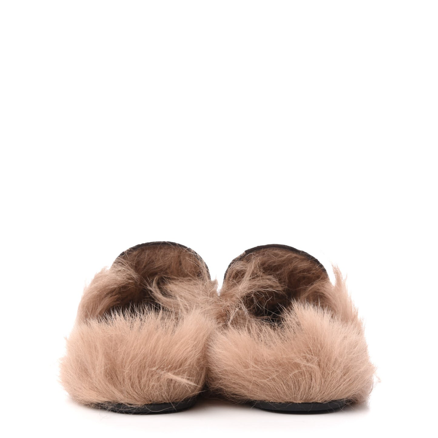 Velvet GG Monogram Fur Womens Princetown Slippers 39 Brown Black Natural