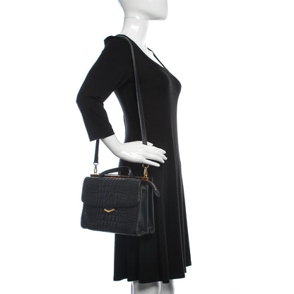 Fendi Nappa Calfskin Crocodile Trapuntata Demi Jour Shoulder Bag Black 2 of 11