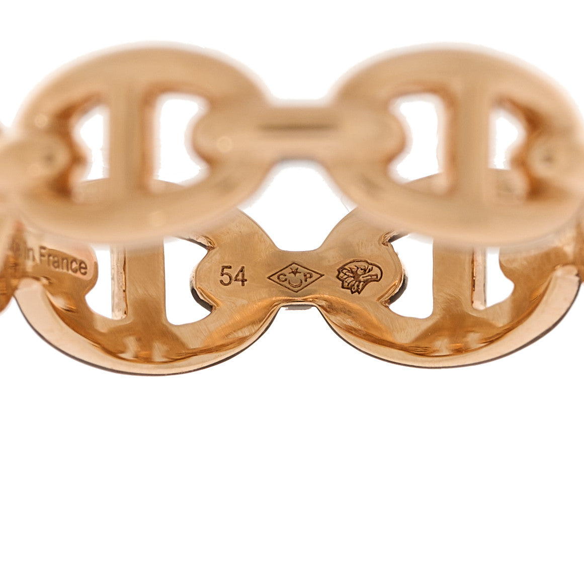Hermes 18K Rose Gold PM Chaine d'Ancre Enchainee Ring 54 6.75 5 of 6