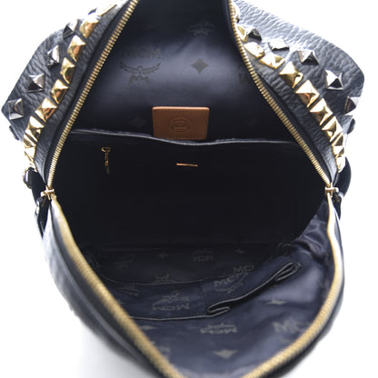 MCM Visetos Studded Colorblock Medium Stark Brock Backpack Black 4 of 8