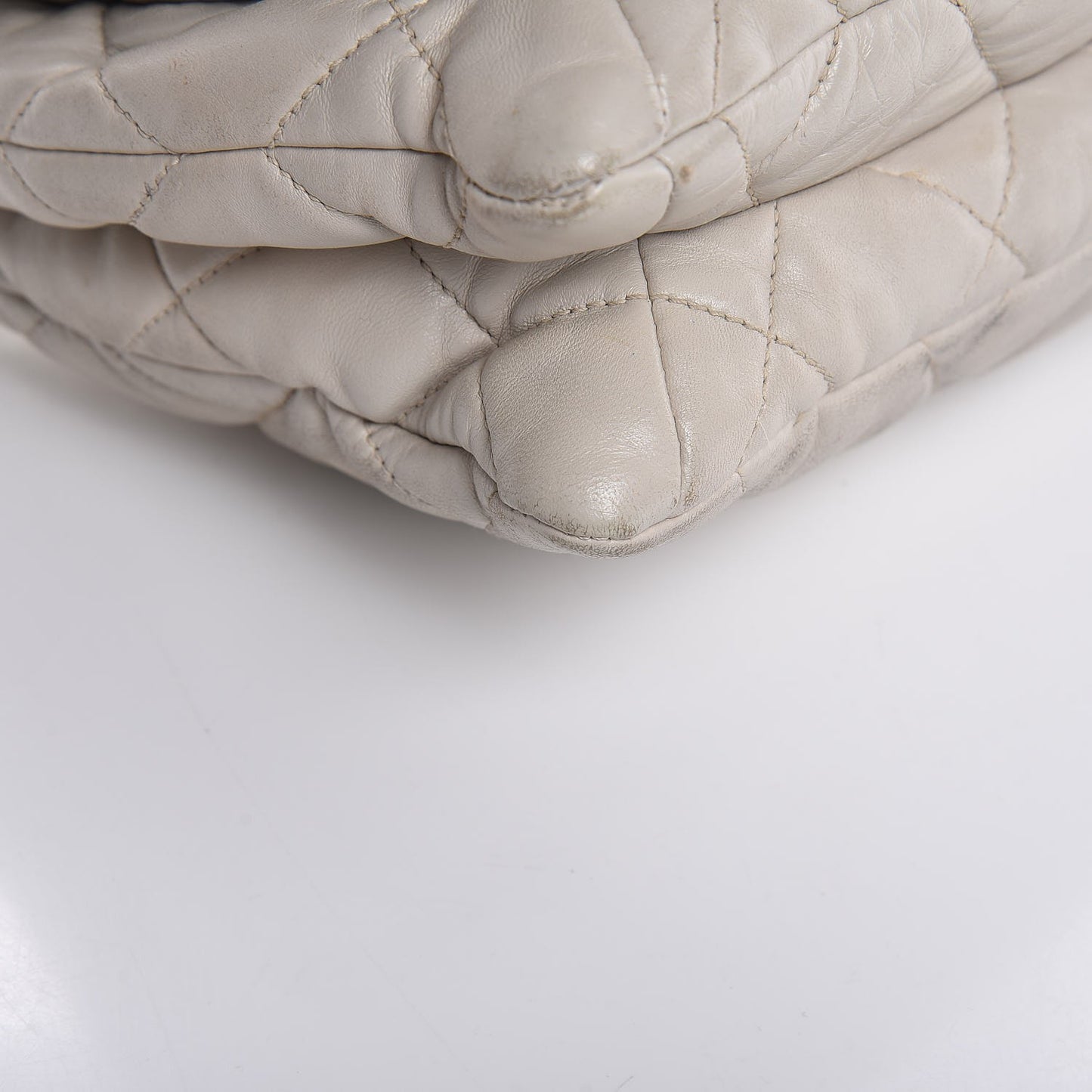 Lambskin Quilted 3 Accordion Flap Bag White