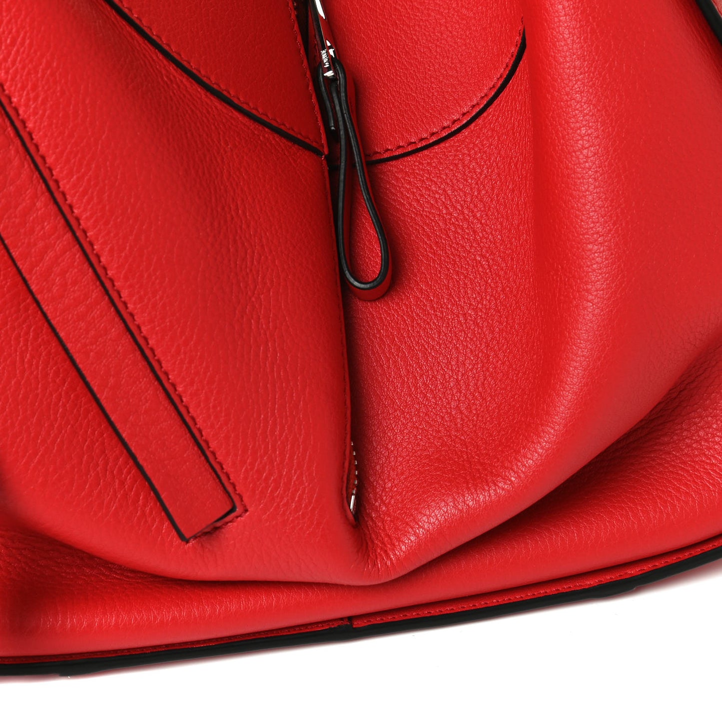 Grained Calfskin Small Hammock Shoulder Bag Scarlet Red