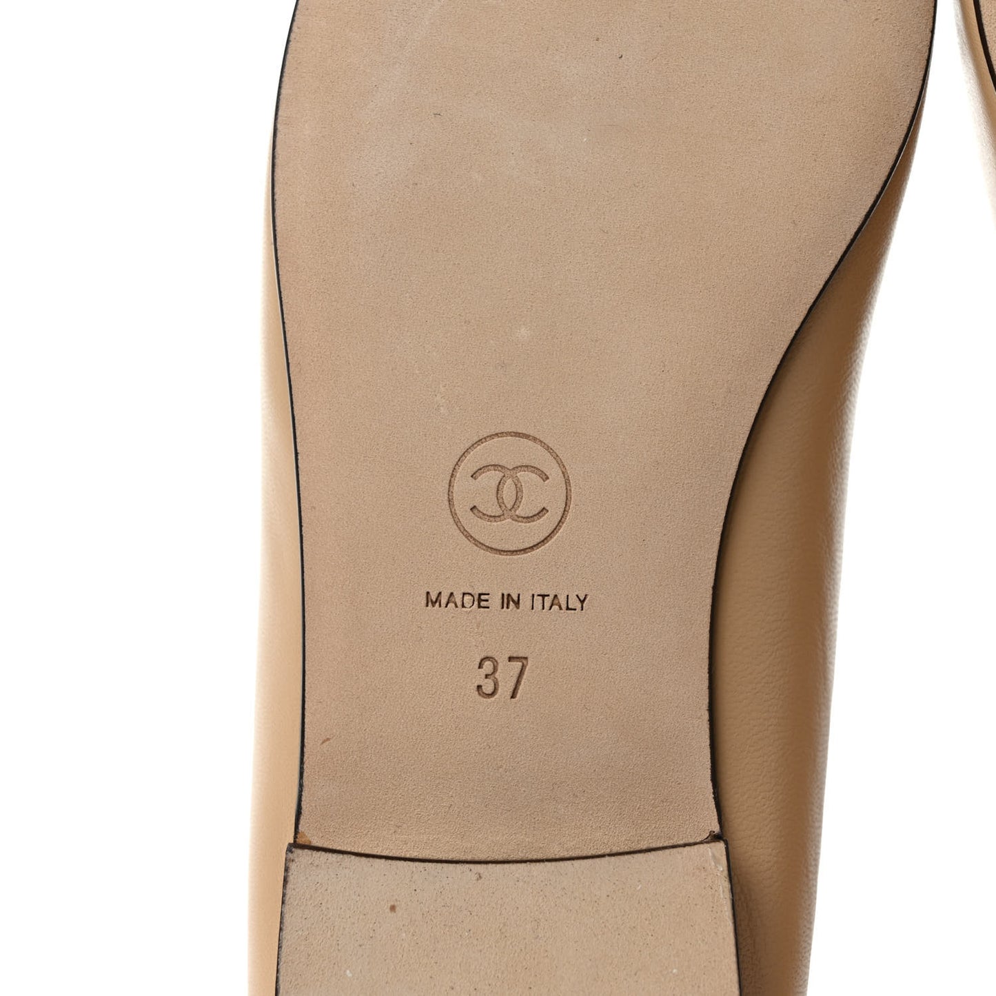 Lambskin Cap Toe CC Ballerina Flats 37 Beige Black
