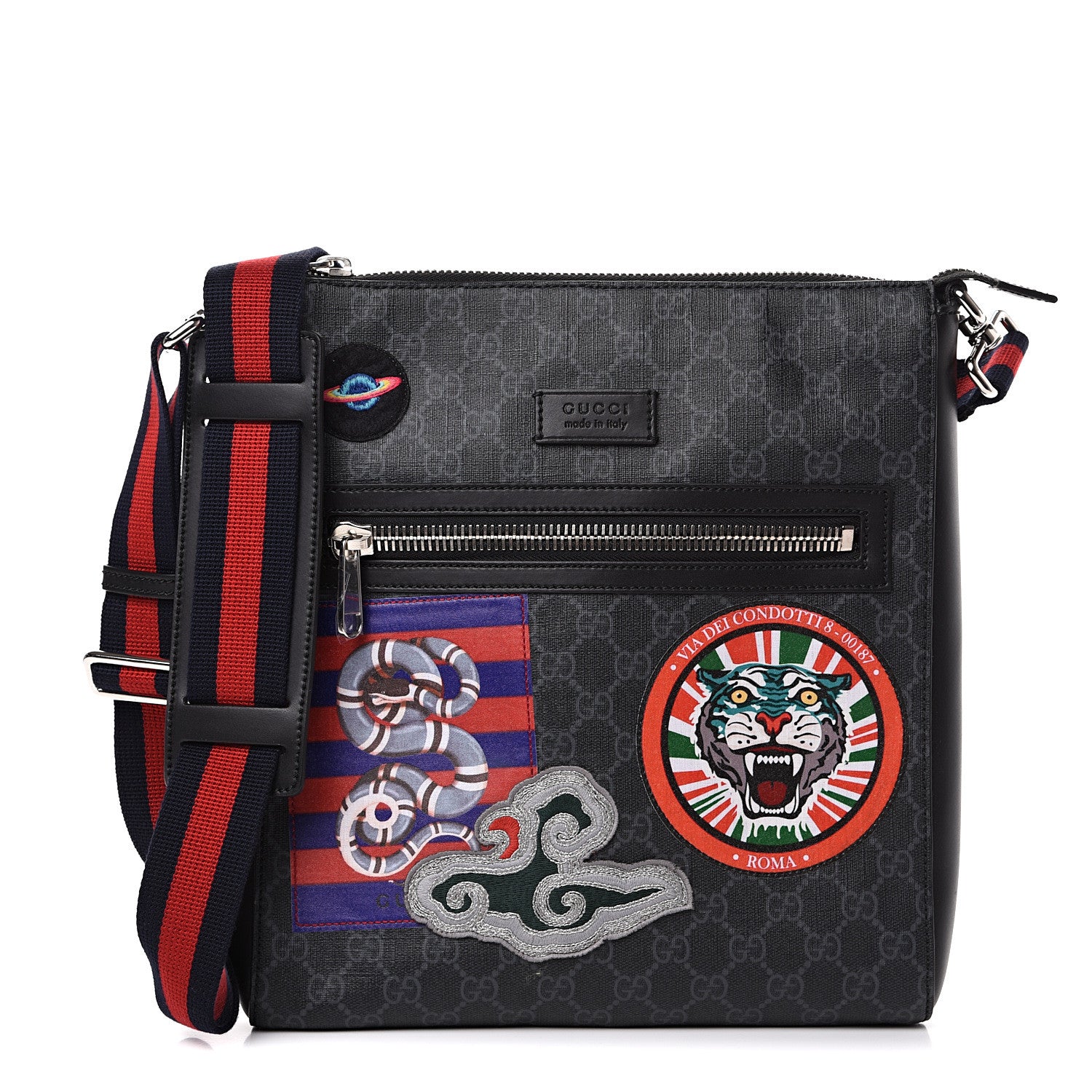 Gucci GG Supreme Monogram Night Courrier Flat Messenger Bag Black Multicolor 1 of 10