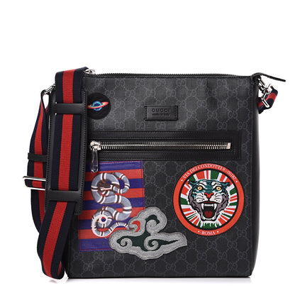 Gucci GG Supreme Monogram Night Courrier Flat Messenger Bag Black Multicolor 1 of 10