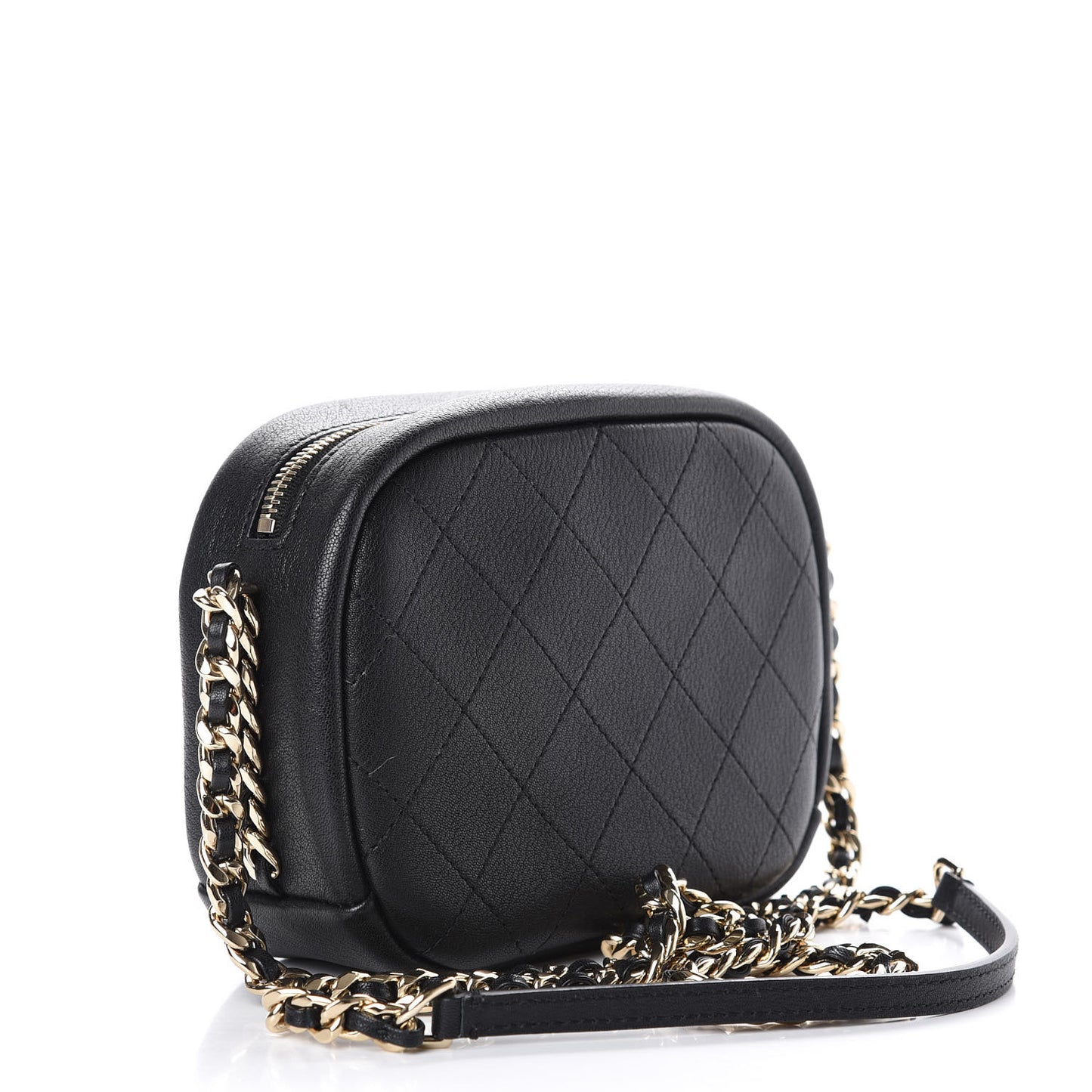 Goatskin Quilted Small Casual Trip Camera Case Black