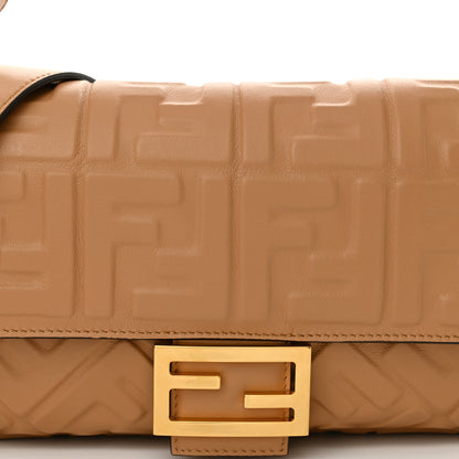 Fendi Nappa FF 1974 Embossed Baguette Miele Scuro 8 of 11