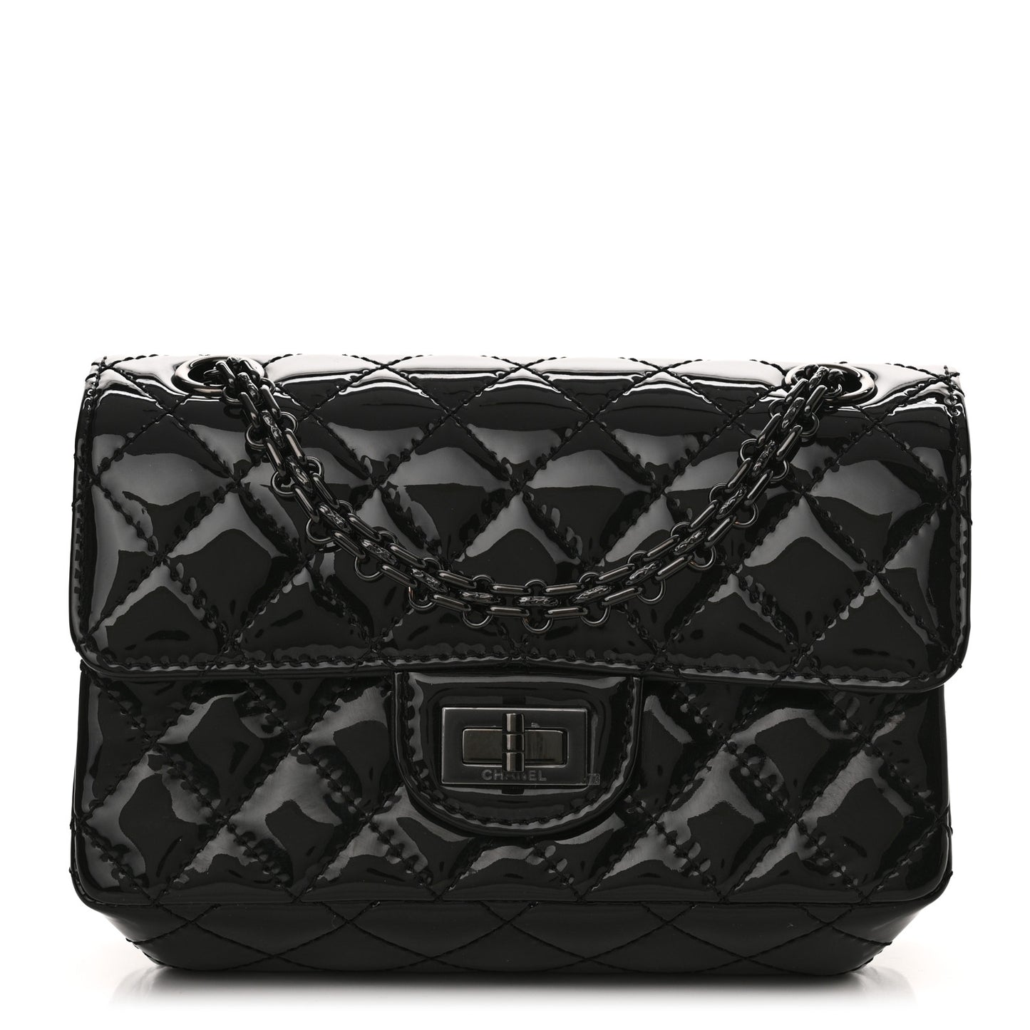 Patent Calfskin Quilted 2.55 Reissue Mini Flap So Black