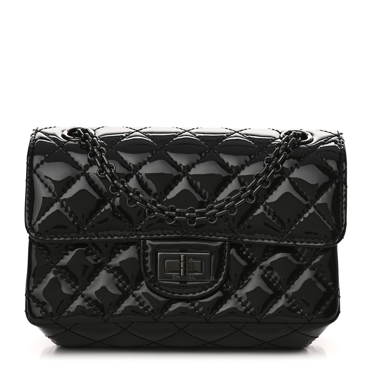 Chanel Patent Calfskin Quilted 2.55 Reissue Mini Flap So Black 1 of 11