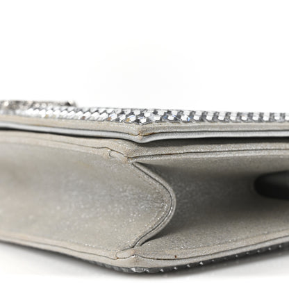 Chanel Metallic Goatskin Strass Chain Evening Clutch Silver 10 of 10